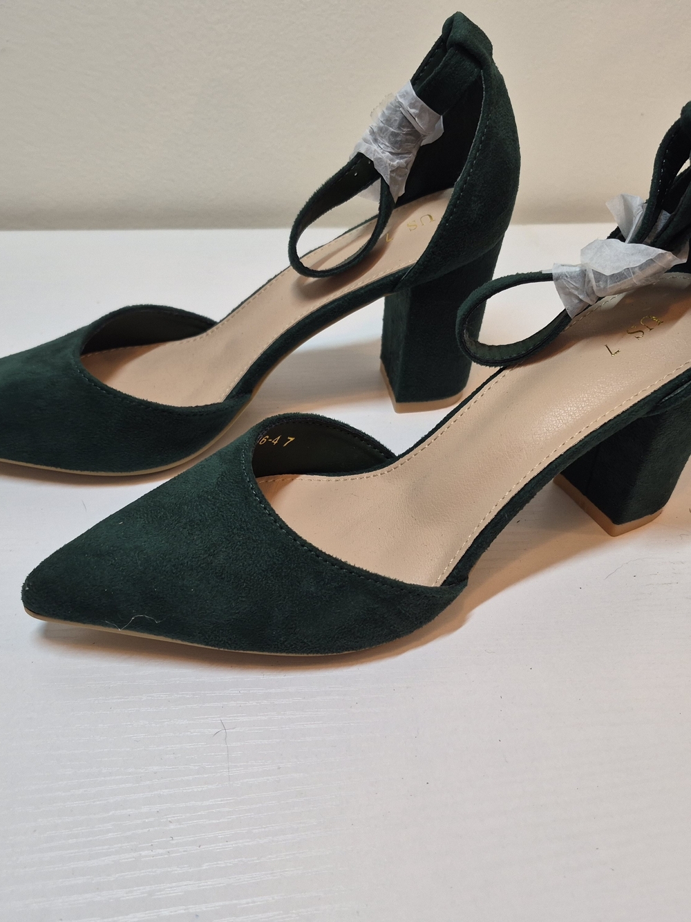 Women’s Pointed Block Heel Pumps in Dark Green